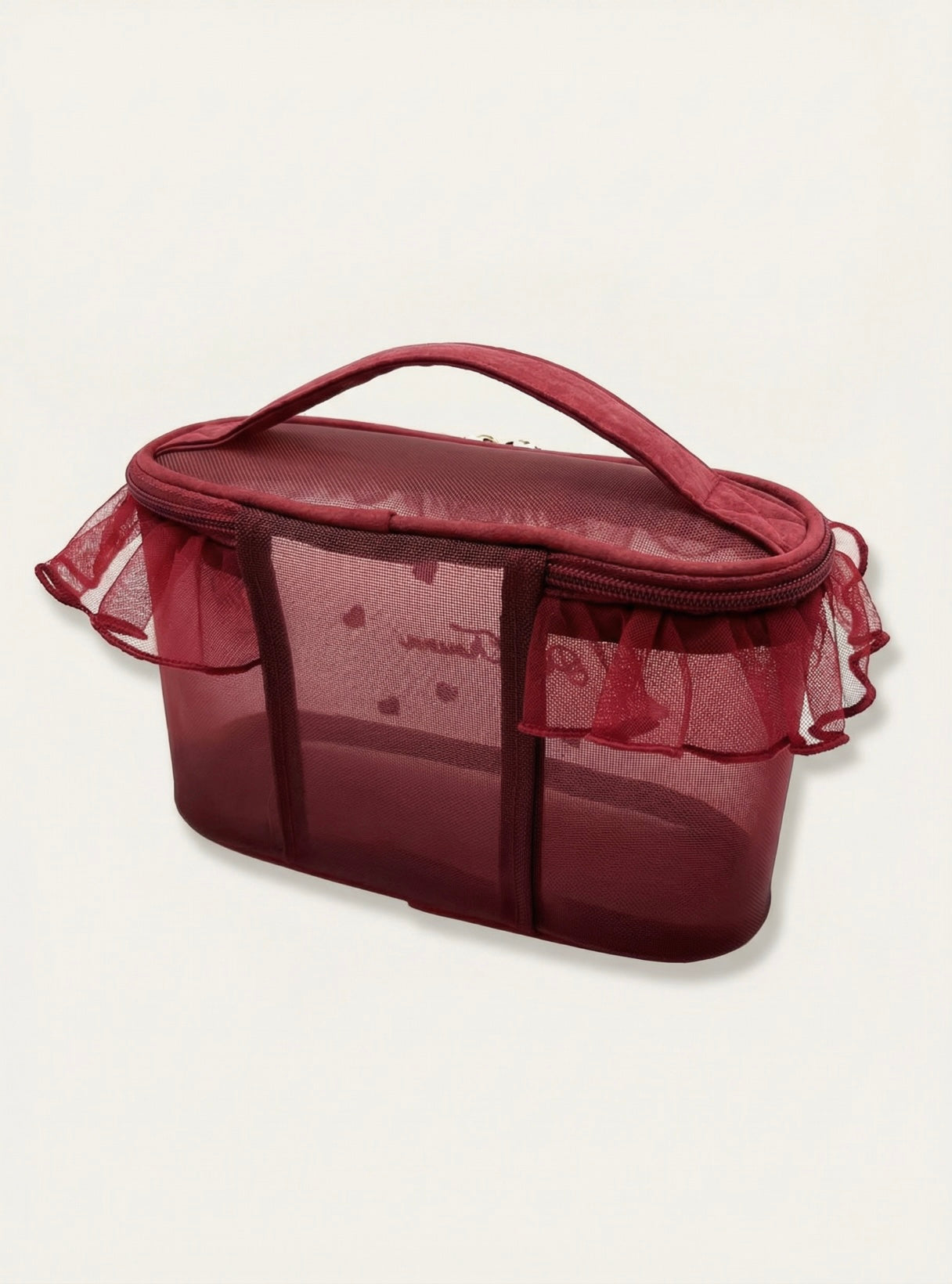 Ruffle Mesh Makeup Bag