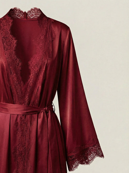 Celine Silk with Red Lace