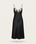 Marielle Silk Long Dress in Noir