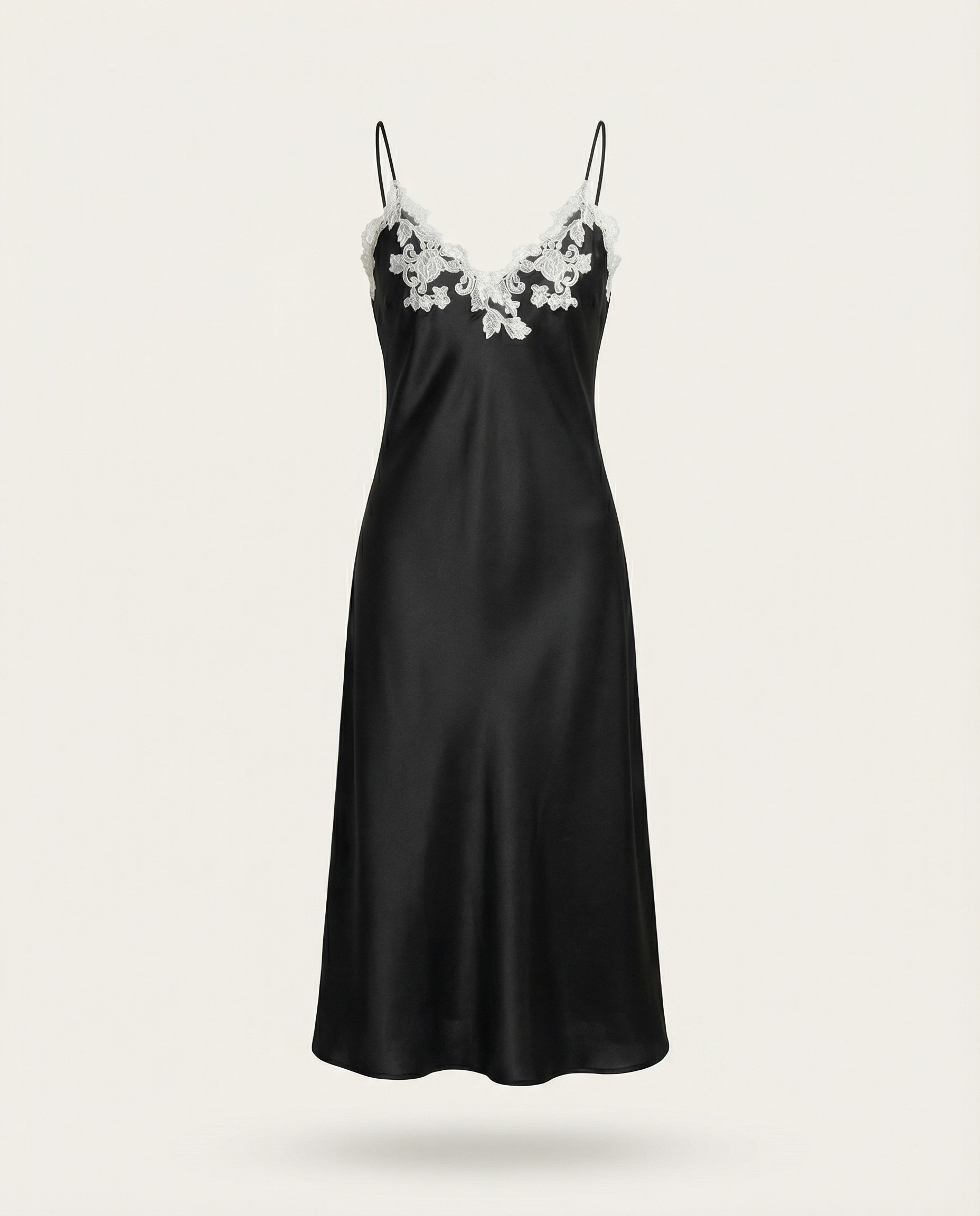 Marielle Silk Long Dress in Noir
