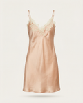 Melinda Silk Short Dress in Beige
