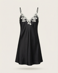 Melinda Silk Short Dress in Noir
