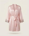 Maya Silk Short Robe in Rose