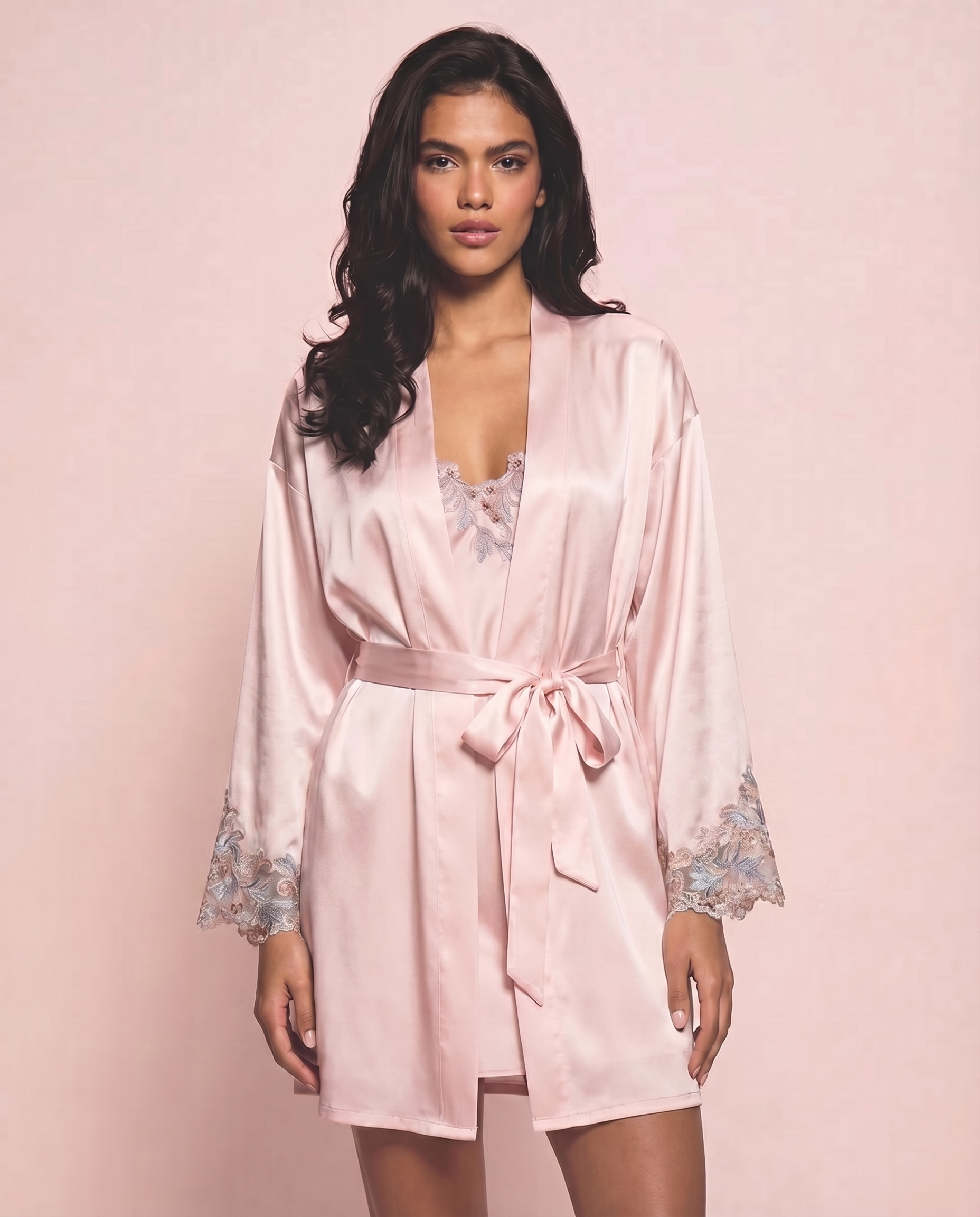 Maya Silk Short Robe in Rose – Maison Robes