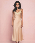 Marielle Silk Long Dress in Beige