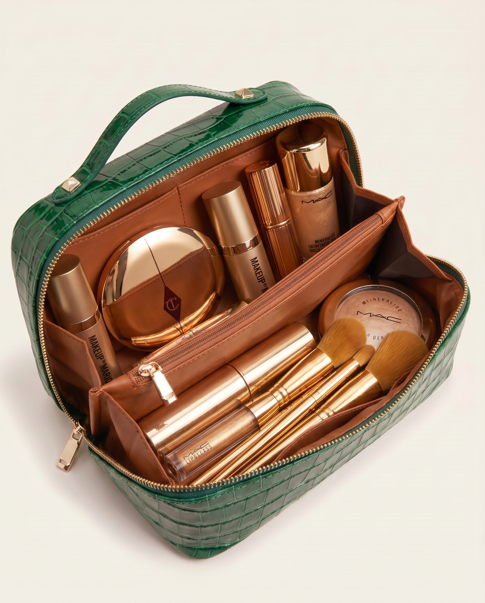 Limited Edition -Melis Makeup Case in Green Croc