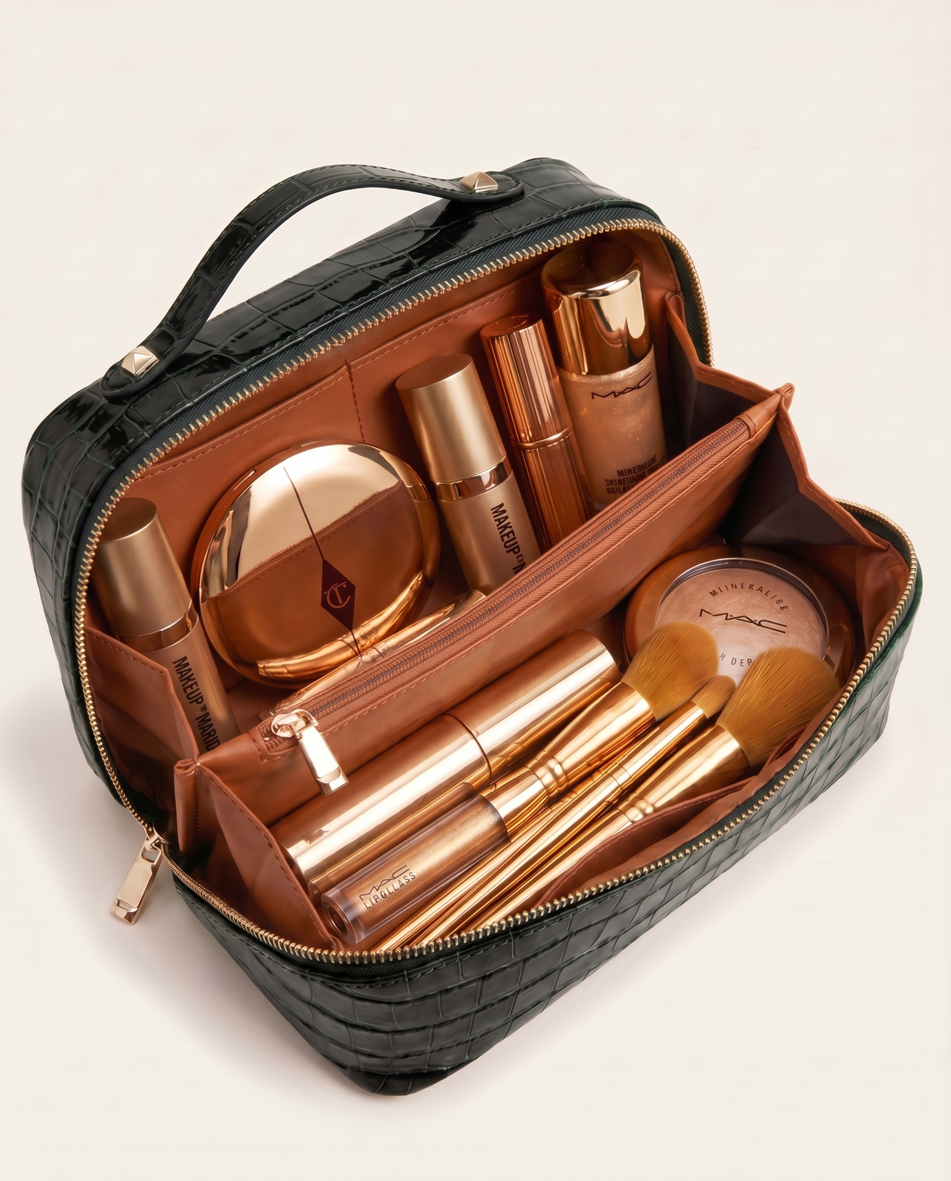 Melis Makeup Case in Noir Croc