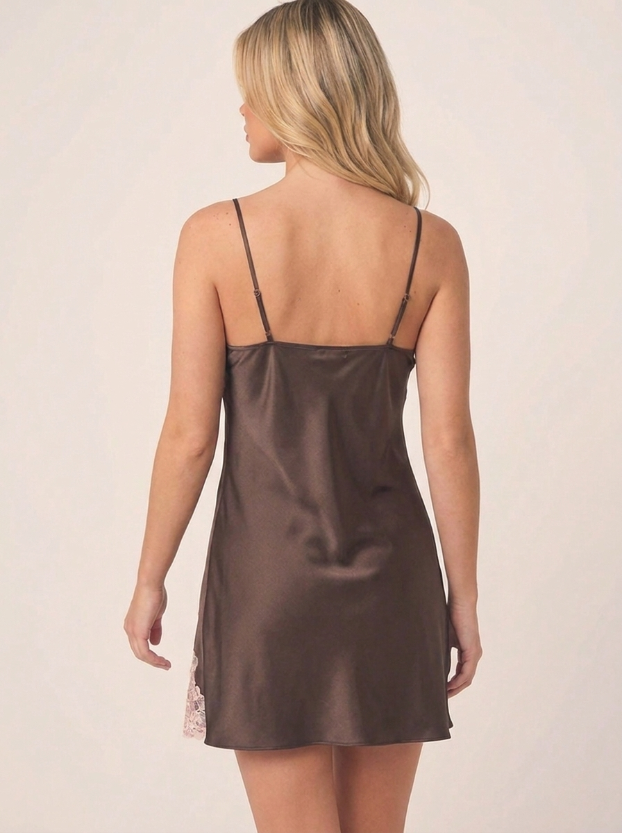 Fiona Mini Silk Dress in Taupe