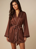 Nora Embroidered Robe in Espresso - Pre Order