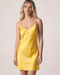 Mia Mini Silk Dress in Yellow