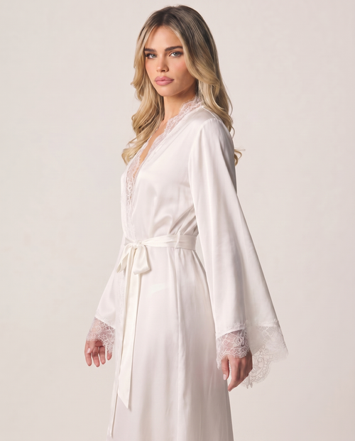 Celine Maxi Lace Robe in Ivory