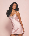 Melinda Silk Short Dress in Rose